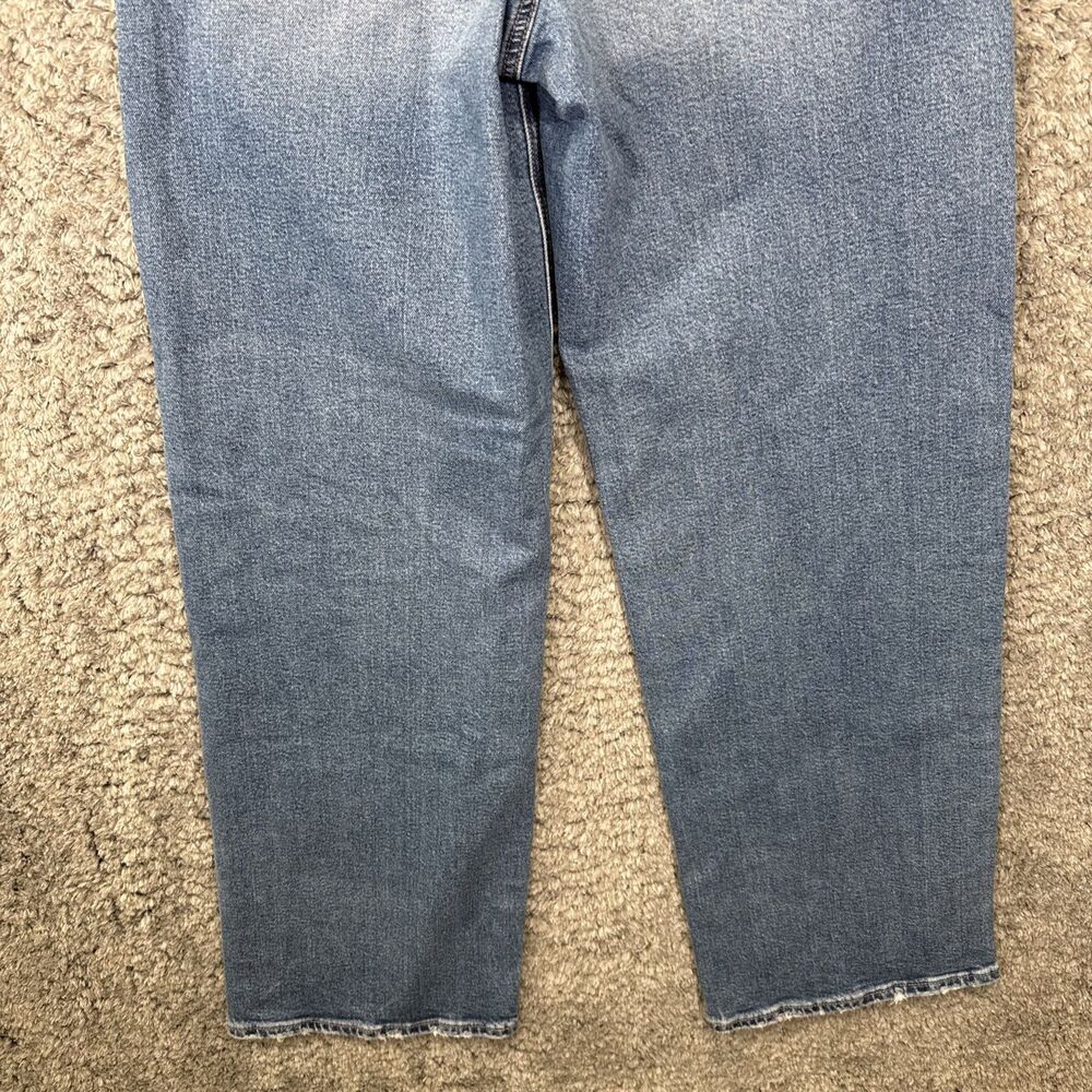 American Eagle Curvy Super High Rise Baggy Straight Jeans 6 Long Medium Wash - Picture 6 of 13